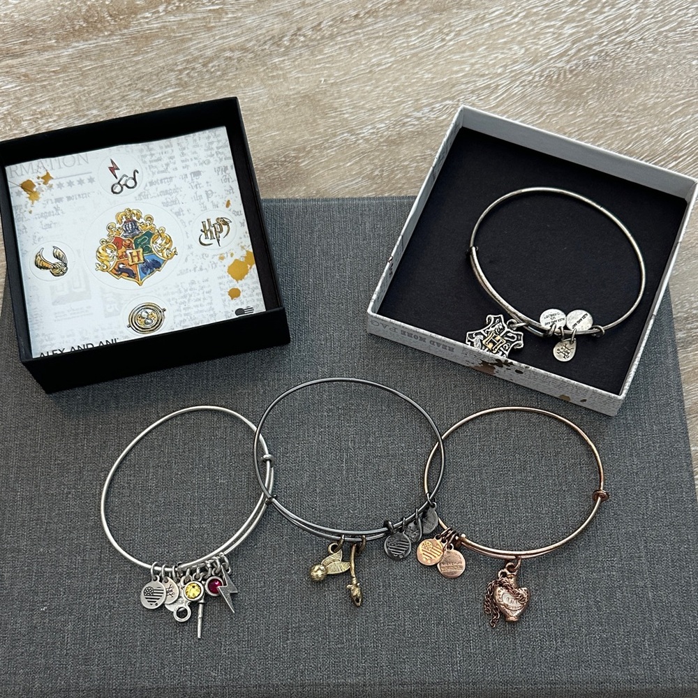 Alex and Ani HARRY POTTER- Silver and Gold Charm Bracelets